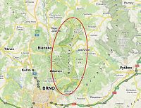 Moravský kras: mapka umístění (zdroj: mapy.cz)